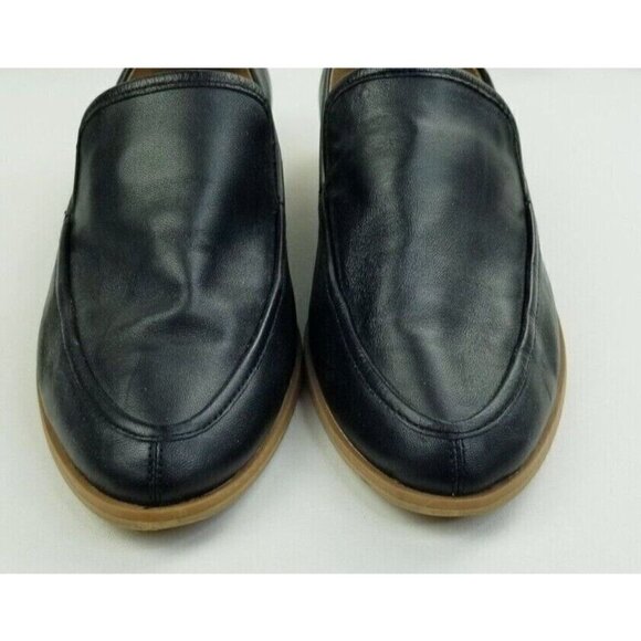 Susina Size 7 Womens Black Leather Slip on Pointed Toe Block Heel Casual Loafers - Picture 2 of 12